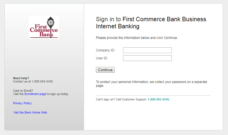 first commerce bank business online banking login